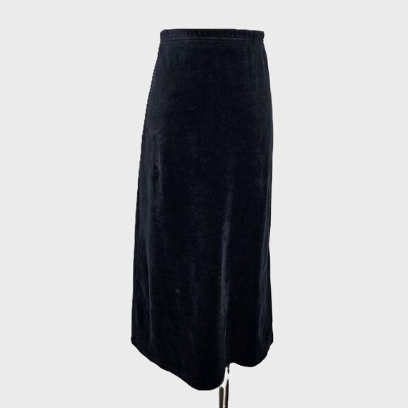 Liz Claiborne Velvet Maxi Skirt Black Pull On Whimsigoth Y2K Medium - Picture 1 of 5